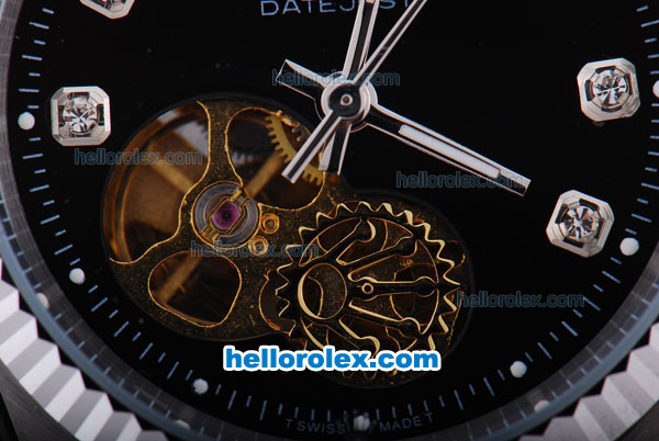 Rolex Datejust Toubillon Automatic with Black Dial and Diamond Marking - Click Image to Close